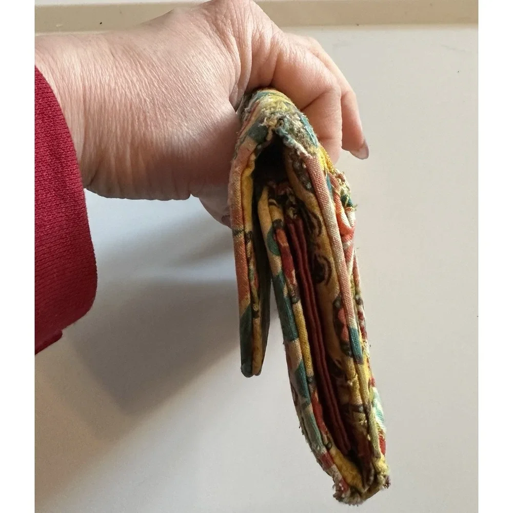 Vera Bradley Provencal Euro Wallet Yellow Multi Paisley Floral Folding Snap - Picture 5 of 9